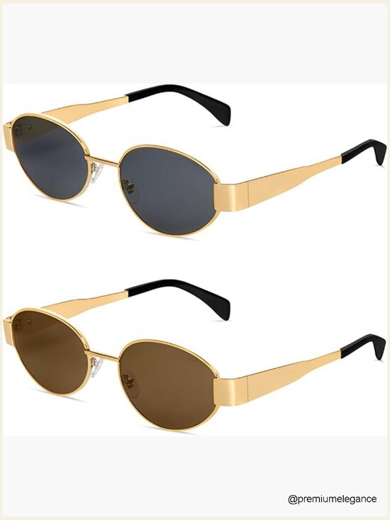 Retro Oval Sunglasses UV400 Protection Metal Frame Unisex Trendy Shades main image 4